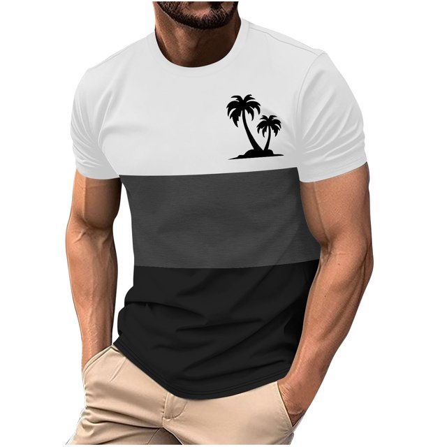 Mens Casual Pantalones Cortos Cuello Redondo Patchwork Impresión Suéter Blusa de Fitness, Camisetas para Hombre