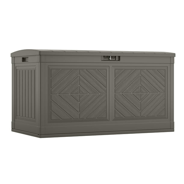 Suncast Baywood 80Gallon Large Outdoor Resin Deck Storage Box, Stoney