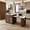 Walnut + MDF + Dining Room, variant on AUU 80" Expandable Walnut Finish Kitchen Island with Dining Table, Marble-Grain Countertop, Power Outlet, and Mobile Storage Cart with Cabinet & 2 Drawers