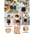 thumbnail image 3 of SHOWMALL Shorts for Women's Plus Size Summer Casual Elastic High Waist Wide Leg Beach Shorts with Pockets Misty Blue 1X, 3 of 10