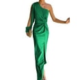thumbnail image 3 of Women'S One Shoulder Long Sleeve High Split Cocktail Wedding Party Maxi Dress Fruit Green XL, 3 of 8