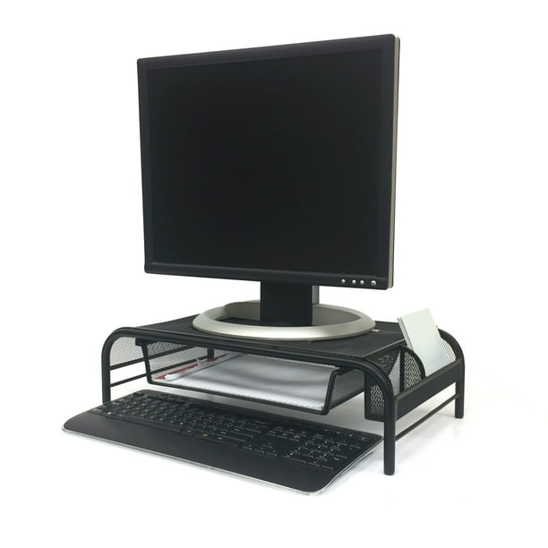 Mind Reader Metal Mesh Monitor Stand and Desk Organizer with Drawer