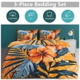 thumbnail image 5 of 3 Pcs Soft Bedding Set, Includes 1 Duvet Cover with Zipper And 2 Pillow,Shams Hawaiian Hibiscus Garden Orange Flowers King(102"×90"), 5 of 8