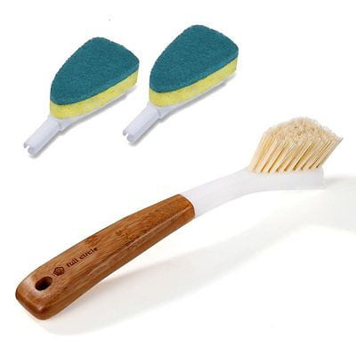 Brushed Bamboo - Full Circle Laid Back 2.0 Bamboo Dish Brush & 2pk Scrub Sponge Refill Set
