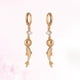 thumbnail image 4 of 1 par de pendientes de circonita con forma de delfín para mujer, con personalidad, temperamento sencillo y elegante, joyería decorativa (dorada), 4 of 5