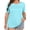 Mint, variant on Solid Color Plus Size Women Short Sleeve Crew Neck Casual Pleated Tee Shirt