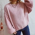 thumbnail image 7 of Juslio Women Sweaters Pullovers Sweaters Solid Crew Neck Knit Fashion Pink, 7 of 7