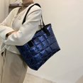 thumbnail image 3 of CoCopeaunt Large Quilted Tote Bag with Zip for Women Lightweight Winter Down Cotton Padded Plaid Shoulder Bags Quilted Bags Down Padding Handbags, 3 of 7