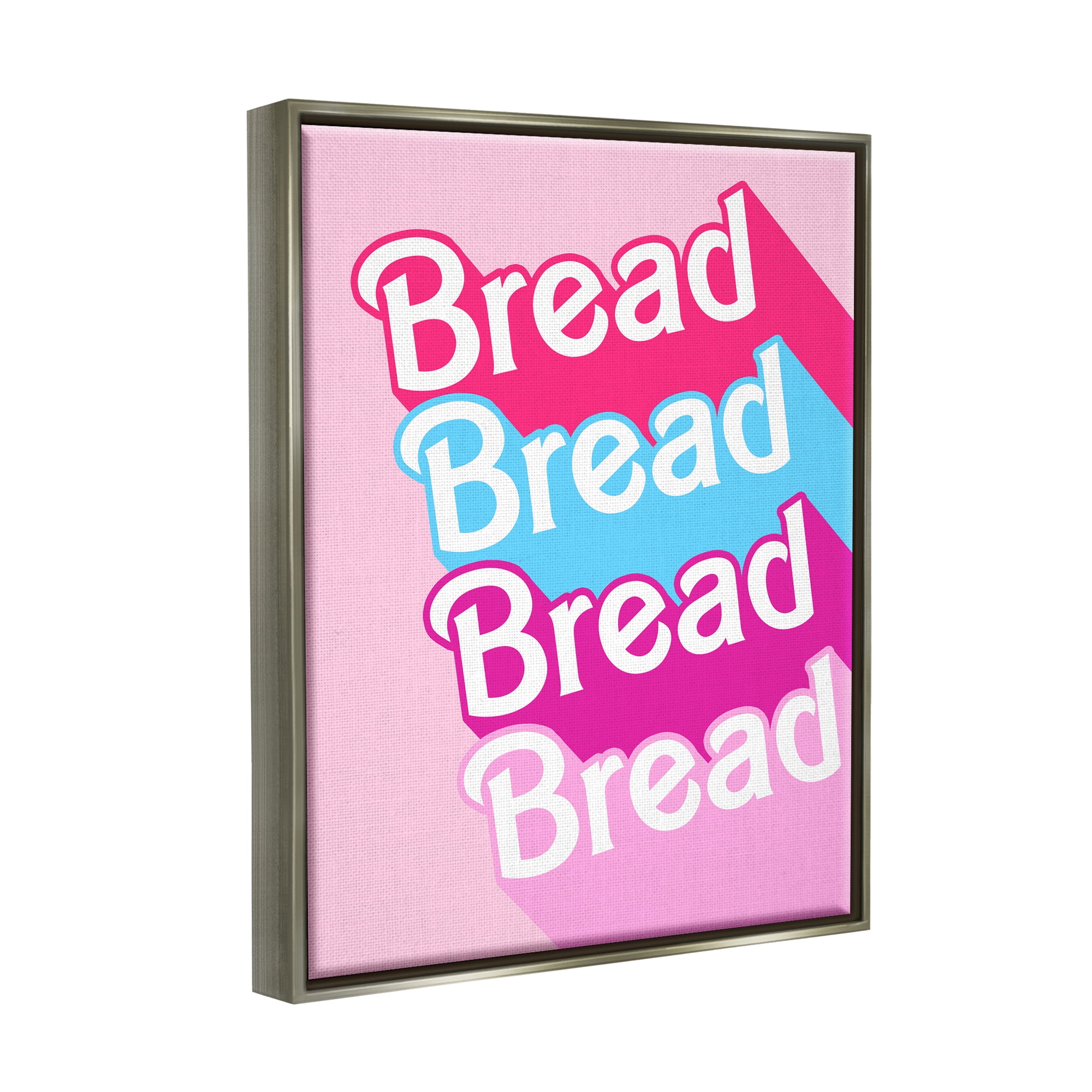 Stupell Industries Glam Bread Phrase Inspirational Painting Gray Floater Framed Art Print Wall Art, 17 x 21