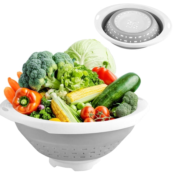 KALCINTY Collapsible Colander and Strainer, for Pasta, Vegetable and Fruit, Kitchen Essentials, Space-Saving Foldable Kitchen Strainer with Base, 1.25 gal