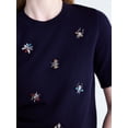 thumbnail image 4 of Free Assembly Women's and Women's Plus Embellished Cozy Yarn Sweater with Short Sleeves, Sizes XS-4X, 4 of 5