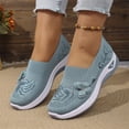 thumbnail image 4 of Orthopedic Shoes for Women Mesh Breathable Slip on Flats Butterfly Embroidered Sneakers Round Toe Arch Support Flats Summer Casual Comfortable Walking Shoes Blue 42, 4 of 5