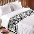 thumbnail image 4 of Bed Runner Scarf for Twin Size Bed, Grey Geometric Beds Scarf Throws for Foot of Bedding, Retro Black White Abstract Striped Lines Decorative Beds Runners for Bedroom Guestroom, 71"x20", 4 of 8