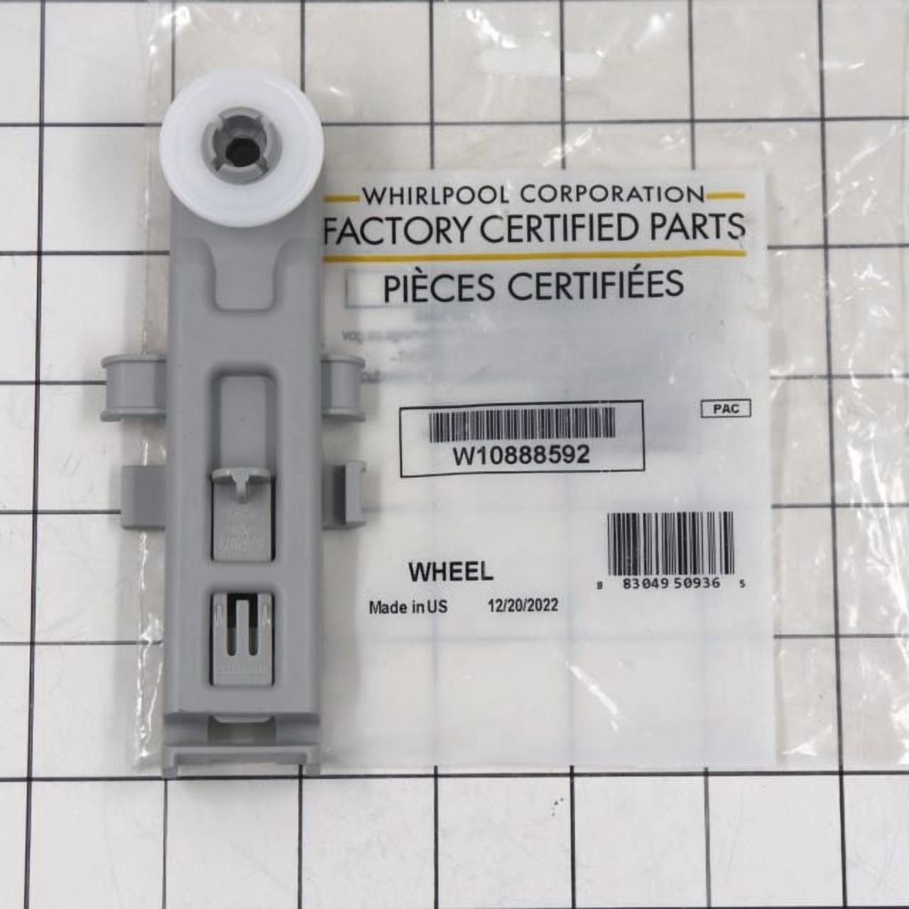 Whirlpool W10888592 Genuine OEM Dishwasher Upper Dishrack Roller Assembly Replacement Part - Replaces 8575281, WP8575281, W10845760