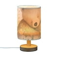 thumbnail image 2 of Sleep Bear Flowers Table Lamp USB Bedside Desk Nightstand Lamp Printed Gifts Small Lamp Wood Base for Bedroom Living Room Kids Room College Dorm, 2 of 7
