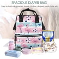 thumbnail image 5 of Balery Pink Striped Flamingo Mummy Backpack - Waterproof Twill Canvas, Large Capacity Diaper Bag with Multiple Pockets and Adjustable Straps, 5 of 6