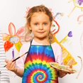thumbnail image 2 of Colorful Rainbow Tie Dye Spiral Pattern Kids Aprons for Girls and Boys,Adjustable Neck Strap Toddler Aprons for Kids Cooking Baking, 2 of 4