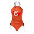 thumbnail image 4 of Swimsuits for Women Stylish Canada Print Adjustable Lace Up Removable Chest Pad Orange Womens Bathing Suits S, 4 of 4