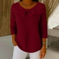 thumbnail image 2 of successthop Plus Size Sweaters for Women Loose Bow Crewneck Tunic Tops Long Sleeve Pullover Knitwear Solid Clothes Red, 2 of 6