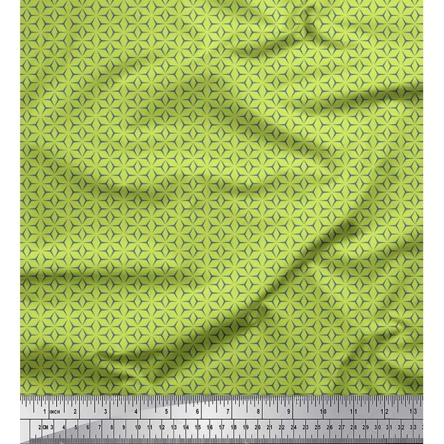 Soimoi Crepe Silk Fabric Geometric Small Print Fabric by Yard 42 Inch Wide