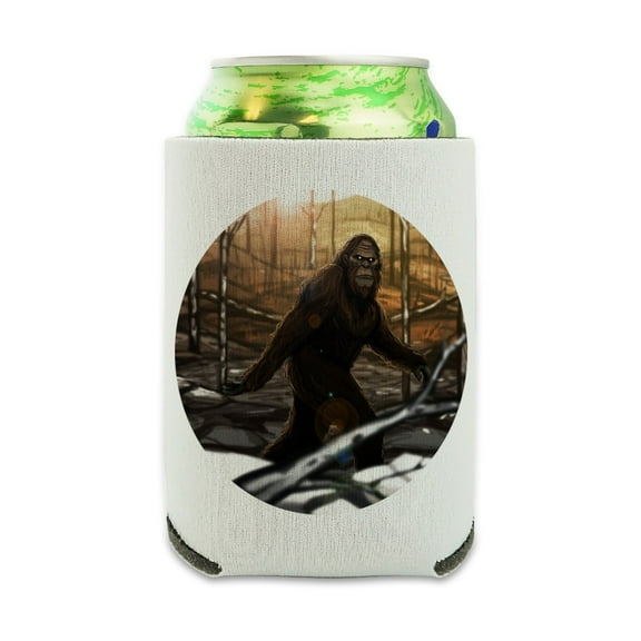 Bigfoot Sasquatch Walking in the Woods Can Cooler - Drink Sleeve Hugger Collapsible Insulator - Beverage Insulated Holder