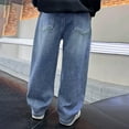 thumbnail image 4 of ZACPNCV Boys Baggy Jeans for Kids Teen Casual Straight Wide Leg Cargo Jeans Summer Loose Elastic Waist Denim Pants with Pockets Light Blue 11-12 Years, 4 of 5
