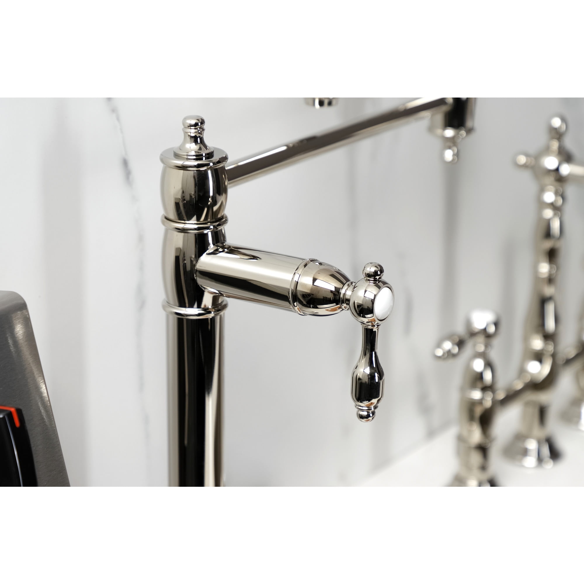 Kingston Brass KS3706TAL Tudor Deck Mount Pot Filler Faucet, Polished Nickel