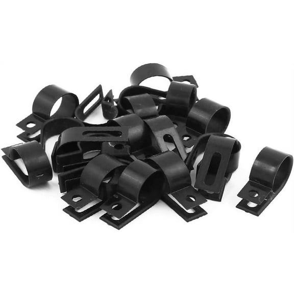 New 20Pcs Nylon Featured R Type 3/4" reliable efficacy 19mm Cable Cord Wire Clamp Clip Fastener Black(id:b6a 7f cc 82d)