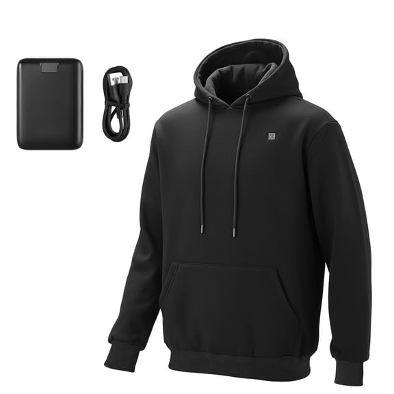 KFFKFF Heated Sweatshirt Hoodie for Men and Women, Unisex Heated Jacket with 7.4V 16000mAh Rechargeable Battery, 5 Heating Areas, 3 Temperature Settings, 4-8 Hours of Warmth