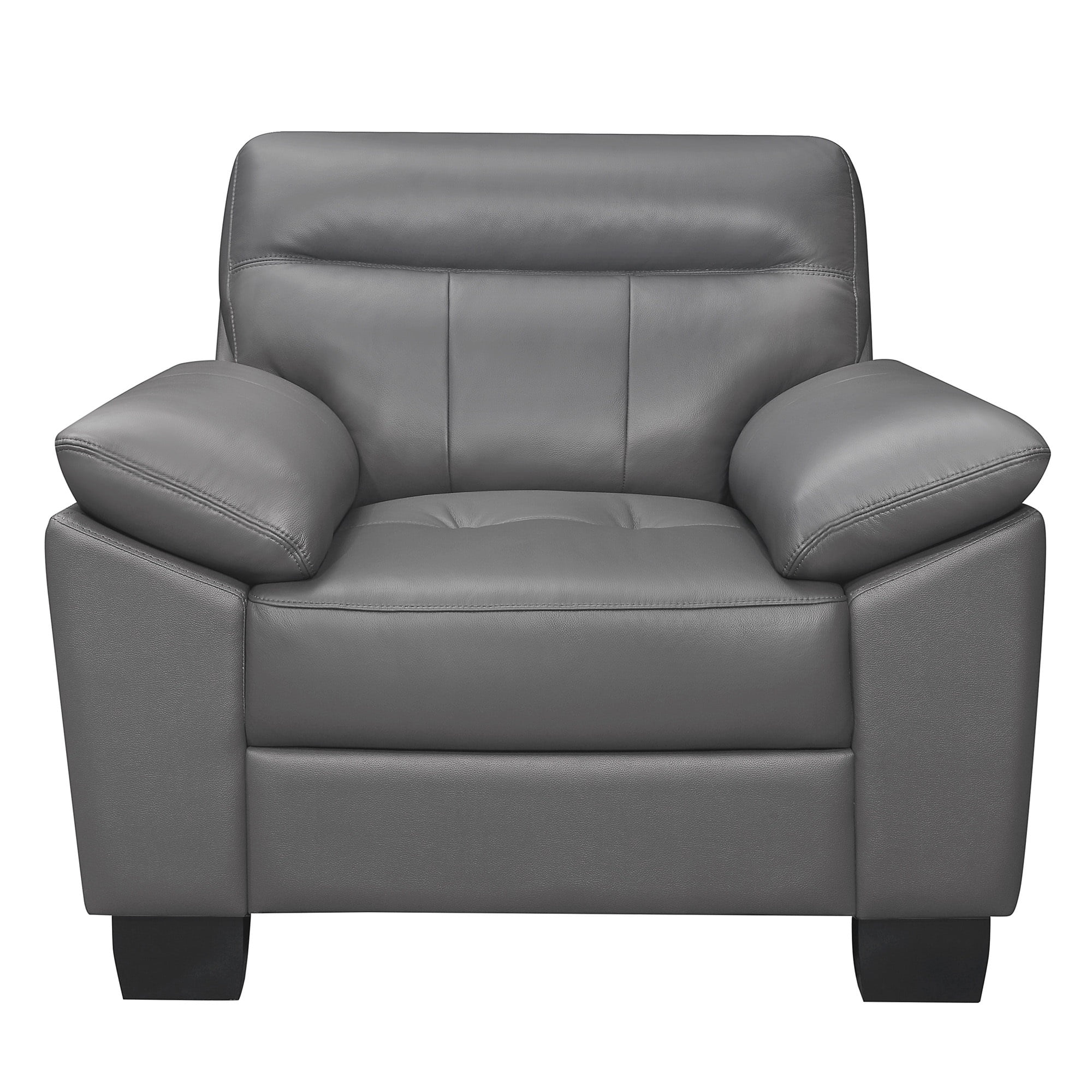 Metz Dark Gray Leather Accent Chair