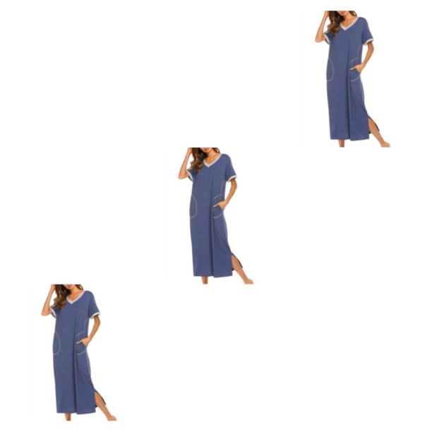 Qarigey Batas de mujer: favorecedoras y cómodas para el día a día Camisones y camisones de mujer Camisón Ropa de dormir Manga azul M Type1 NO1