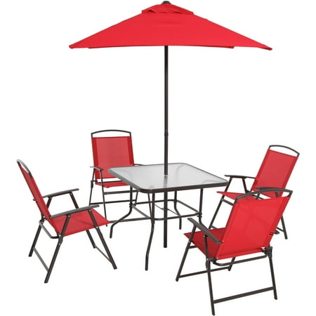 Mainstays Albany Lane 6 Piece Outdoor Patio Dining Set, Red