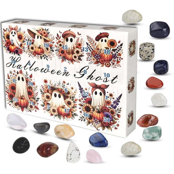 njshnmn Halloween Advent Calendar 24 Natural Crystal Countdown Halloween Advent Calendar