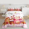 thumbnail image 3 of Castle Fairy Gingerbread Man Candy Cane 2Pcs Bedding Comforter Set for Teens Women Men,Happy Christmas Snowflake Twin Comforter Sets,Pink Geometric Plaid Breathable Bedding Set, 3 of 9