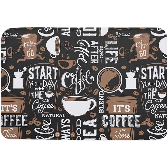 Coffee Beans Coffee Cup Front Door Mat Coffee Theme Non Slip Rubber Backed Entryway Rugs for Indoor Entrance Floor Door Mat Dries Quickly Kitchen Mat Natural Durable Easy to Maintain 36x24 inch