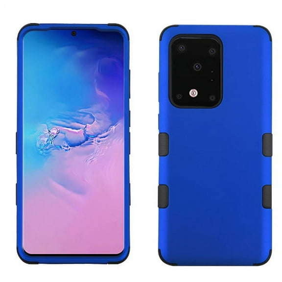 Samsung Galaxy S20 ULTRA (6.9") Phone Case 3 in 1 Hybrid Impact Armor Hard TPU Silicone Rubber Heavy Duty Rugged Bumper Shockproof Full Body Frame Protective BLUE Cover for Samsung Galaxy S20 Ultra