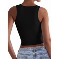 thumbnail image 3 of Women'S Square Neck Sleeveless Double-Layer Tank Tops Basic Tight T Shirts Black XL, 3 of 7