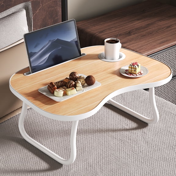 Folding Laptop Tray for Bed & Sofa, Portable TV Tray with Cup Holder, Multi-Use Lap Desk for Adults