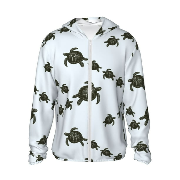 Fotbe Sea Turtle Chaqueta con Protección Solar UPF 50+ para Hombre y Mujer, Camisa con Capucha y Bolsillos-XX-Large