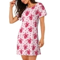 thumbnail image 2 of Kdxio Pink gift with ribbon Pattern Womens Short Sleeve Sleepshirt Scoopneck Cute Nightdress Ruffle Comfy Nightgown, 2 of 6