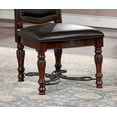 thumbnail image 3 of Formal Traditional Brown Cherry Solid wood 4pcs Dining Chairs Faux Wood Carved Black Leatherette Seats Dining Room Chair, 3 of 6