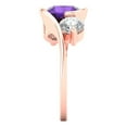 thumbnail image 3 of Three-Stone Engagement Ring for Women - 3.5ct Natural Amethyst in 18K Rose Gold Promise Ring, 3 of 6