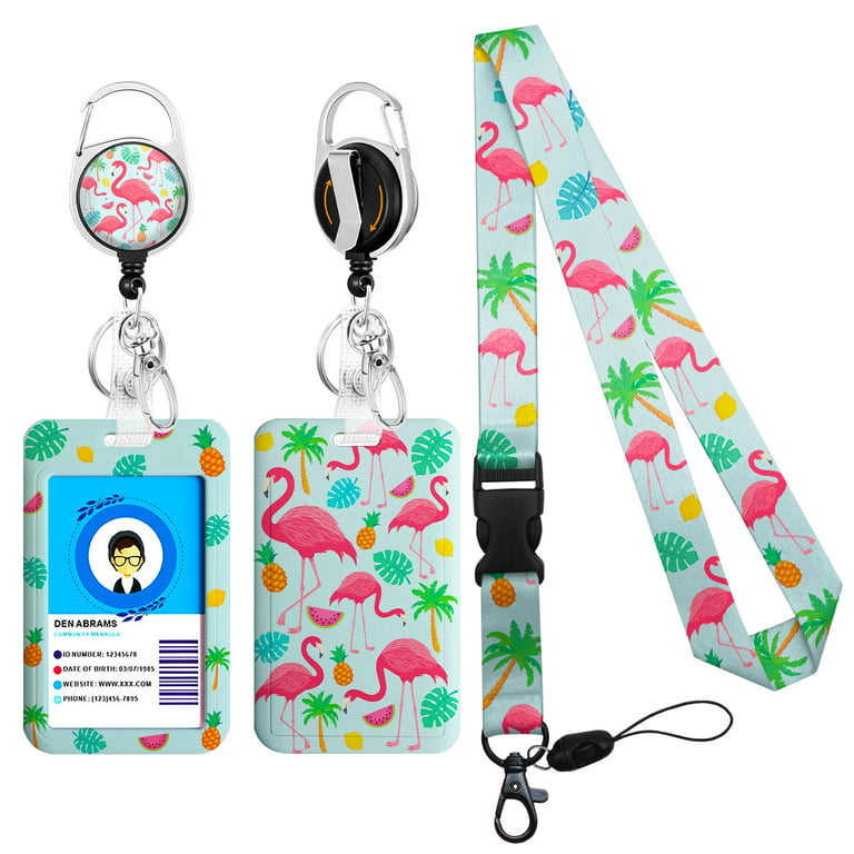 Teacher Lanyards for ID Badges and Keys, Retractable ID Badge Holder with  Lanyard, Cute Flamingo Badge Reel Heavy Duty with 360 Degrees Rotate  Carabiner Clip, Nurse Student Office Gifts 