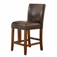 thumbnail image 1 of HomePop Parsons Leatherette Counter Height Chair 24-inch Brown Leather, 1 of 2