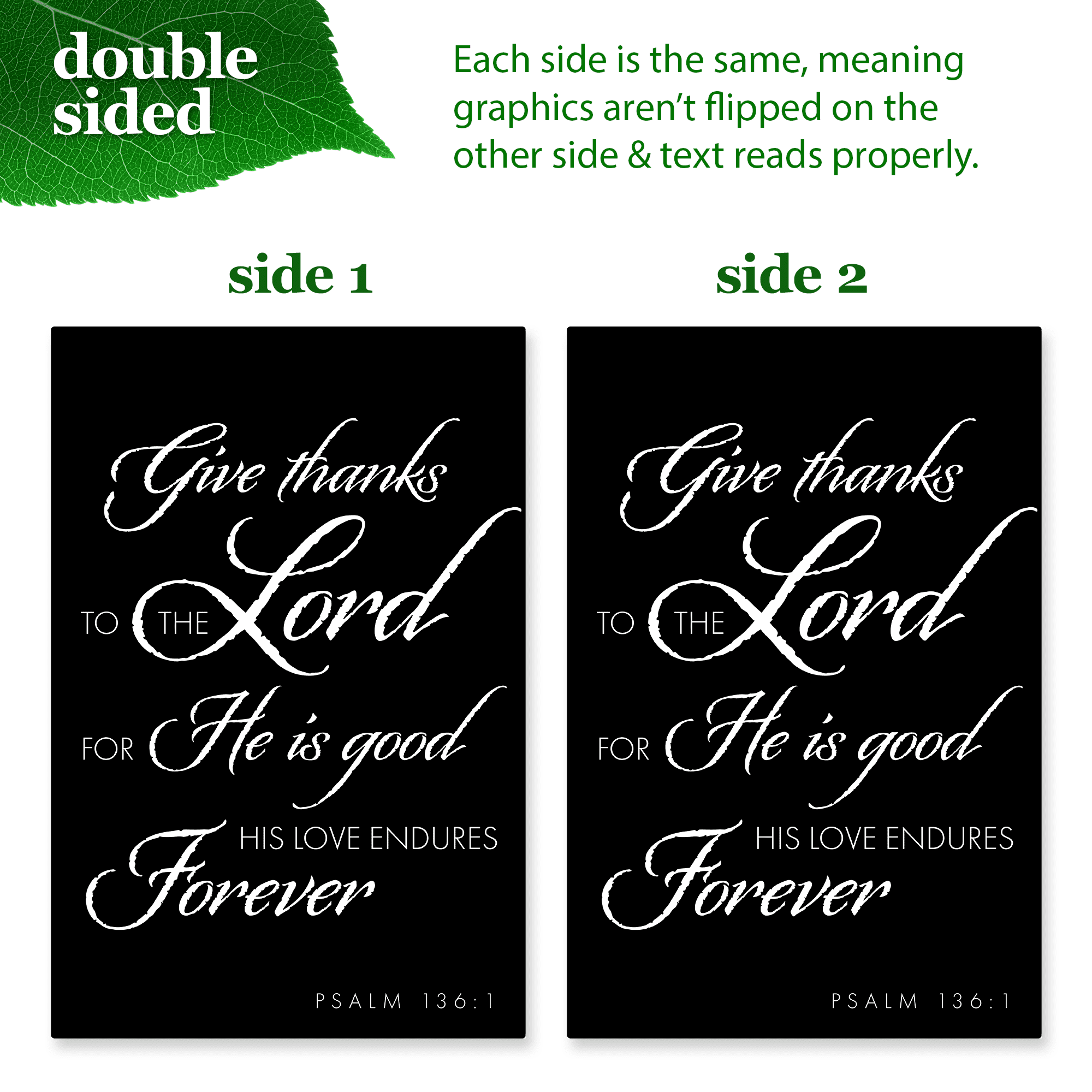 G128 Combo Pack: Garden Flag Stand Black 36x16IN & Garden Flag Give Thanks to the Lord Scripture Printed 12x18IN Double Sided Yard Lawn Decoration