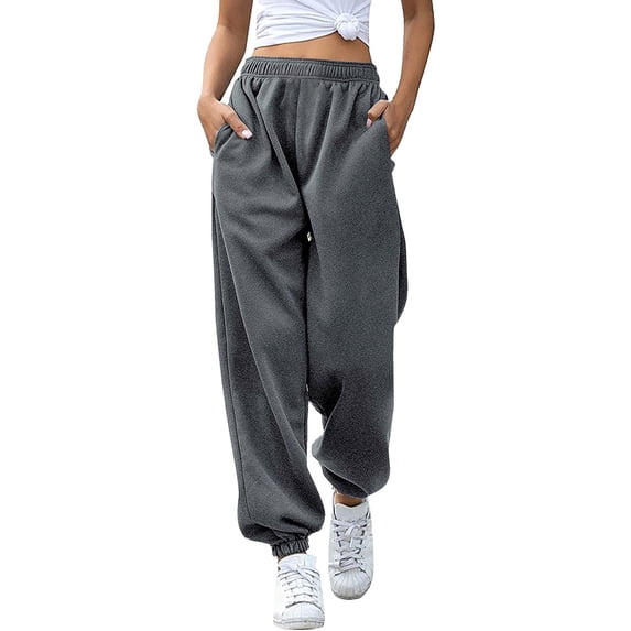 Joggers Pants for Women 2026 Trendy Elastic High Waist Relaxed Fit Breathable Sweat Pants Trousers with Pockets