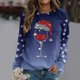 thumbnail image 2 of Gibobby Sudaderas Navideñas para Mujeres Pullover Suéter Tops para mujer Sudadera Cuello redondo Fit Pullover Tops Casual Camisas de entrenamiento Blusa suelta(Azul,G), 2 of 5