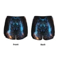 thumbnail image 3 of Gukieu Cool Blue Light Wolf Print Women's Sports Shorts with Drawstring Elastic Waistband for Running, Yoga, Fitness-Large, 3 of 7