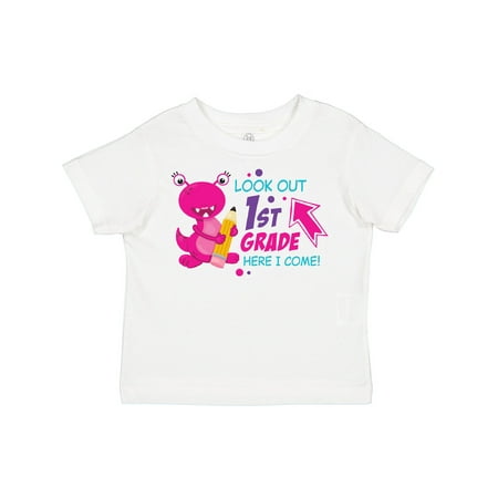 

Inktastic Look out 1st Grade Here I Come with Cute Pink Monster Gift Toddler Boy or Toddler Girl T-Shirt
