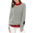 thumbnail image 2 of Unique Bargains Junior's Pullover Drop Shoulder Elbow Cat Patch Loose Sweater Pullover, 2 of 6